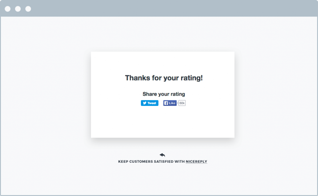 Nicereply uses thank you page for getting referrals